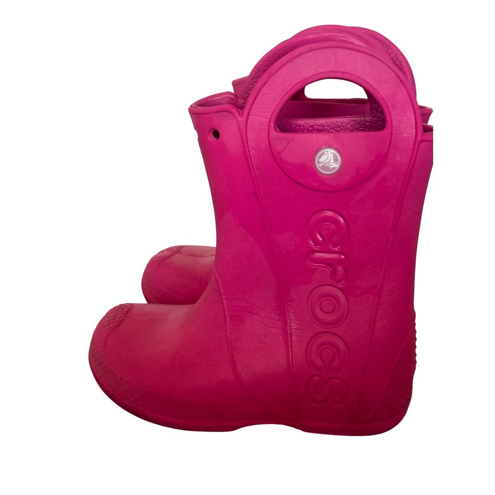 Crocs Kids Handle It Rain Boots Pink Waterproof Pull On C13 12803